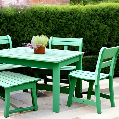 green painted wooden furniture