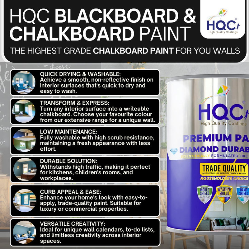 HQC Blackboard And Chalkboard Paint 1 Litre - PaintOutlet.co.uk